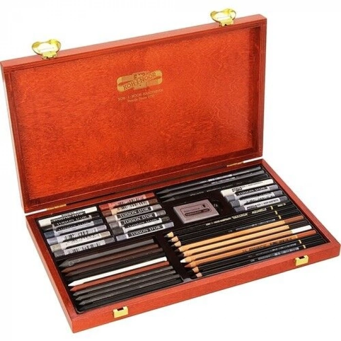 Koh-i Noor Gioconda Art Set Karakalem Eskiz Çizim Seti Ahşap Kutulu