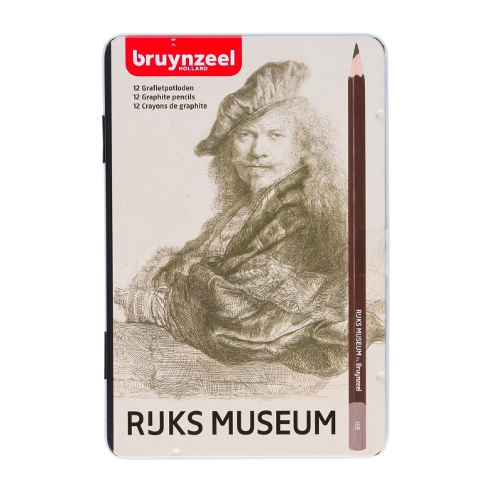 Bruynzeel Graphite Pencils Rijksmuseum Rembrandt Dereceli Karakalem Eskiz Çizim Seti 12li