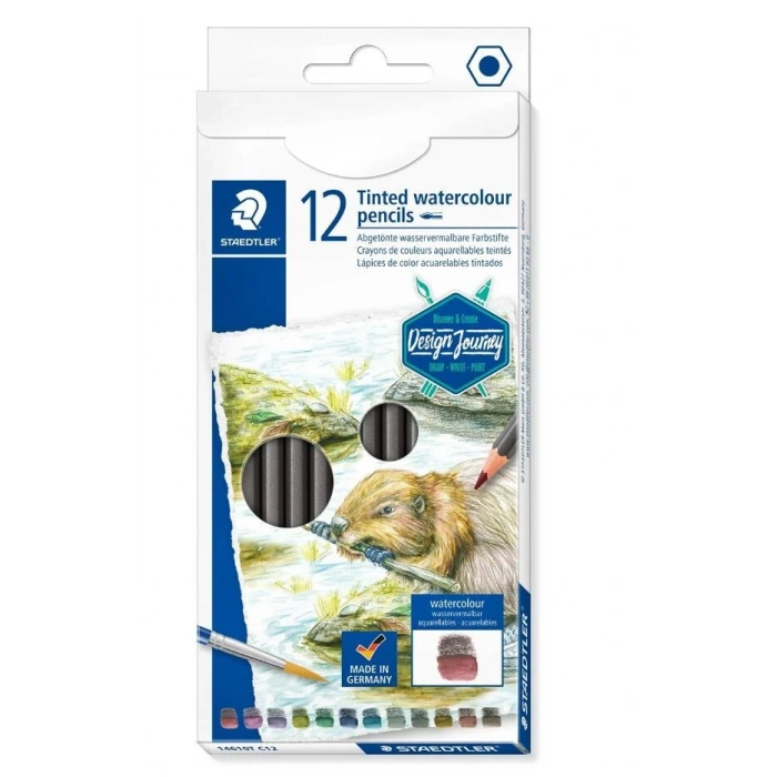 Staedtler Tinted Watercolour Charcoal Renkli Kömür Füzen Karakalem Eskiz Çizim Seti 12 Renk