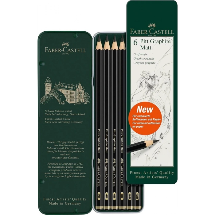 Faber Castell Pitt Graphite Matt Dereceli Kalem Eskiz Çizim Seti 6lı