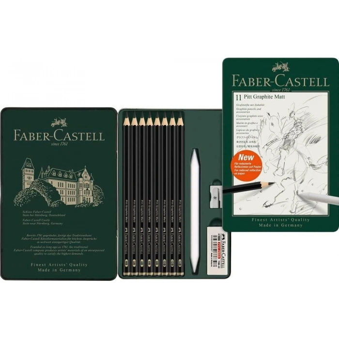 Faber Castell Pitt Graphite Matt Dereceli Kalem Eskiz Çizim Seti 11li