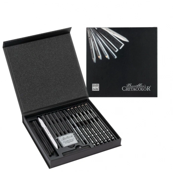 Cretacolor Black Box Premium Karakalem Eskiz Çizim Seti Hediyelik Kutu 20 Parça