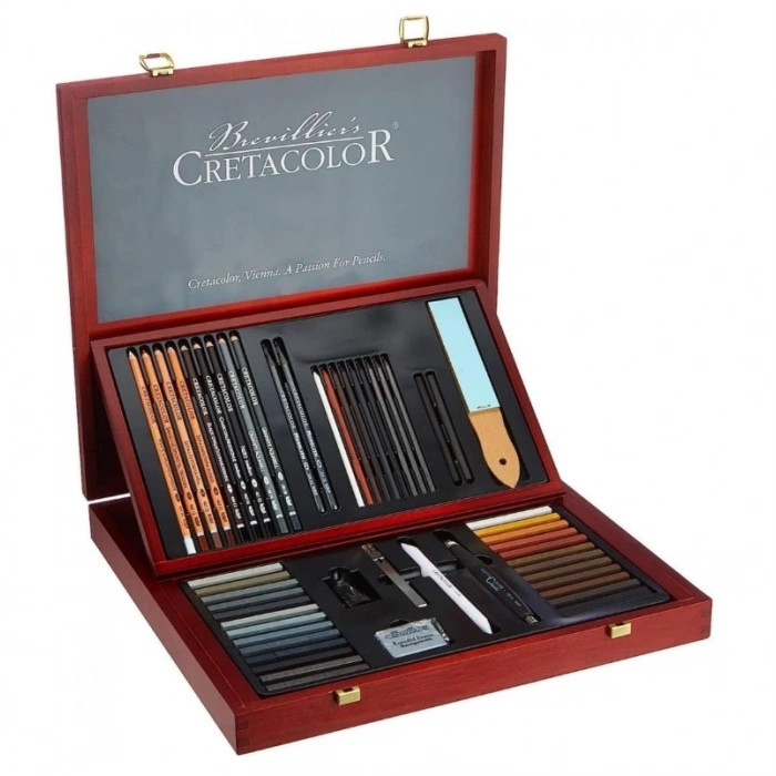Cretacolor Selection Ahşap Kutulu Profesyonel Karakalem Eskiz Çizim Seti
