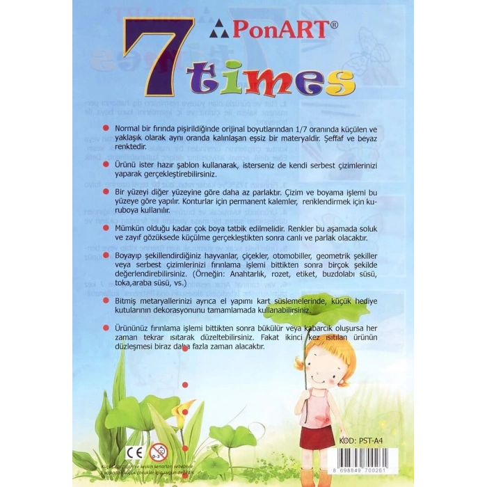 Ponart - Kosida 7Times Yedi Kat Küçülen Kağıt A4 2li Paket