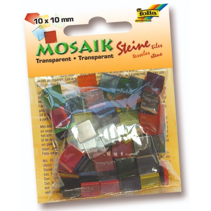 Folia Transparan Mozaik Taşı 10x10 mm. 190 Adet KARIŞIK RENK