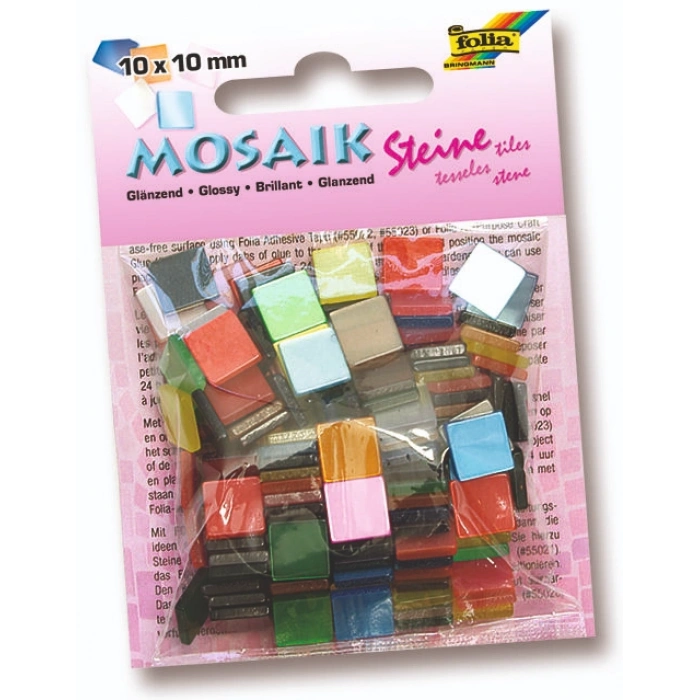 Folia Parlak Mozaik Taşı 10x10 mm. 190 Adet KARIŞIK RENK