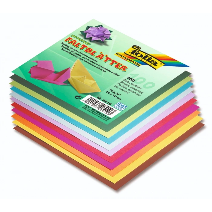 Folia Origami Kağıdı 10x10 cm. 10 Renk 100 Adet