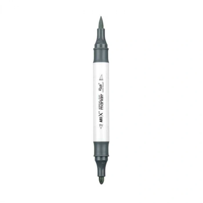 Rich Art-X Acrylic Duo Marker Çift Uçlu Su Bazlı Boyama Markörü No:205 Koyu Gri