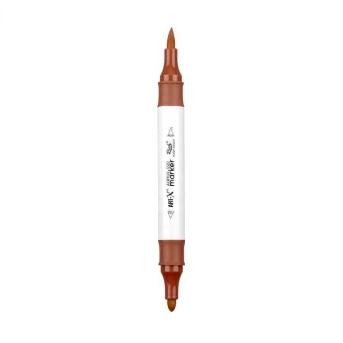 Rich Art-X Acrylic Duo Marker Çift Uçlu Su Bazlı Boyama Markörü No:204 Çikolata