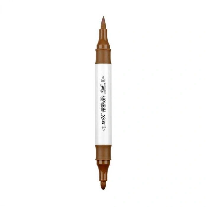 Rich Art-X Acrylic Duo Marker Çift Uçlu Su Bazlı Boyama Markörü No:208 Kahverengi