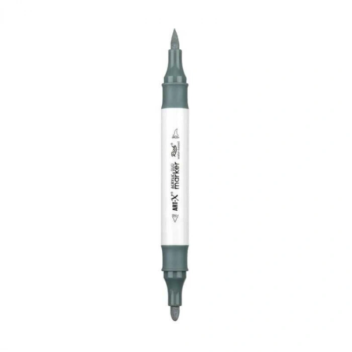 Rich Art-X Acrylic Duo Marker Çift Uçlu Su Bazlı Boyama Markörü No:212 Gri