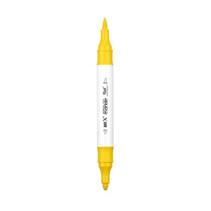Rich Art-X Acrylic Duo Marker Çift Uçlu Su Bazlı Boyama Markörü No:20 Sarı