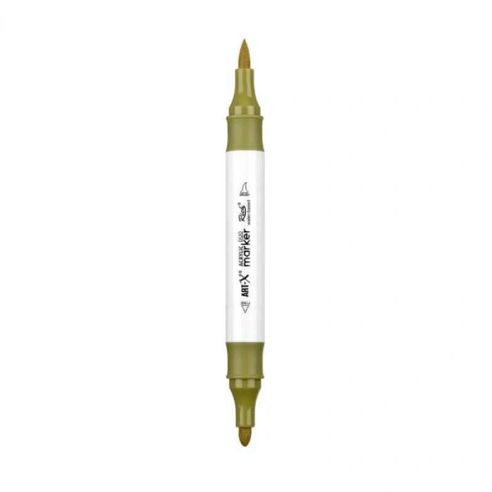 Rich Art-X Acrylic Duo Marker Çift Uçlu Su Bazlı Boyama Markörü No:202 Haki