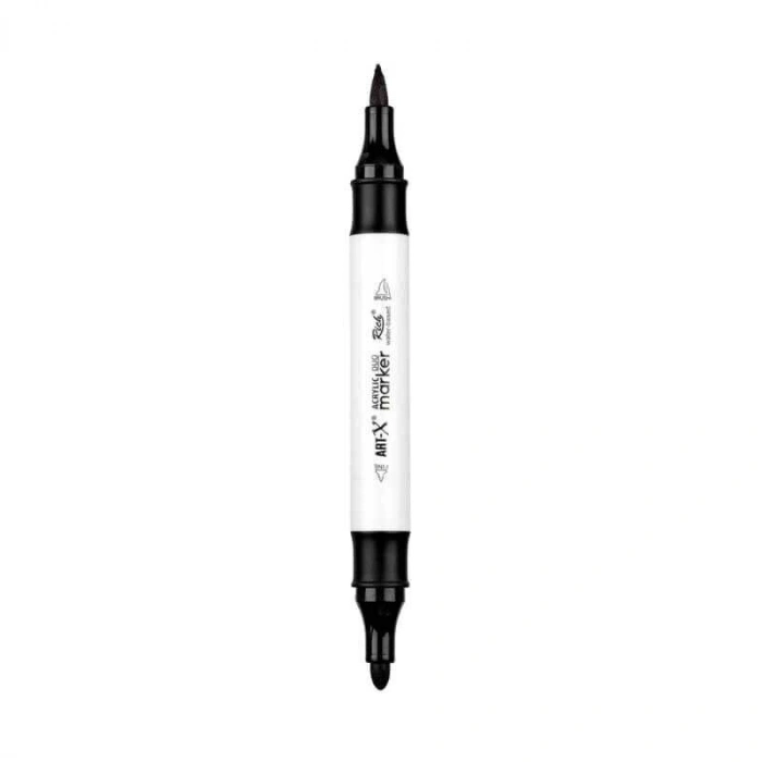 Rich Art-X Acrylic Duo Marker Çift Uçlu Su Bazlı Boyama Markörü No:10 Siyah