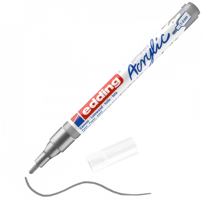 Edding 5300 Akrilik Boyama Markörü 1-2 mm GÜMÜŞ