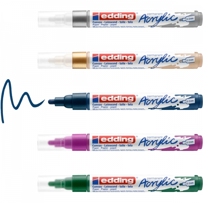 Edding 5100 Akrilik Boyama Markörü Seti 2-3 mm 5 RENK SET FESTIVE