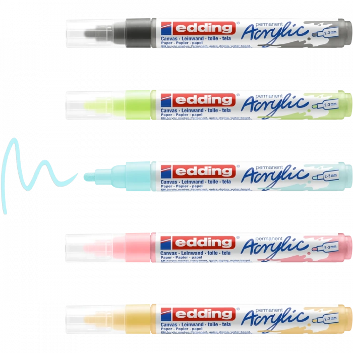 Edding 5100 Akrilik Boyama Markörü Seti 2-3 mm 5 RENK SET PASTEL