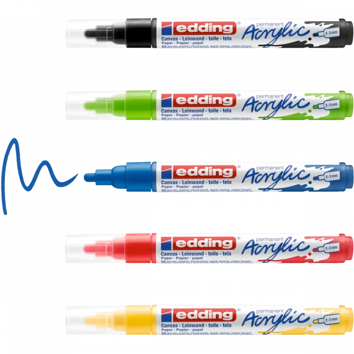 Edding 5100 Akrilik Boyama Markörü Seti 2-3 mm 5 RENK SET BASIC