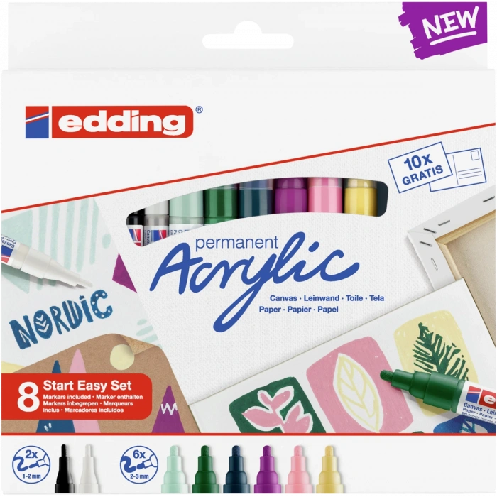 Edding Akrilik Boyama Markörü Seti Marker Easy Start Set Nordic 8 Mix Kalem