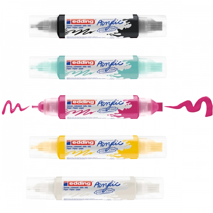 Edding 5400 Akrilik Boyama Markörü Seti 3D Double Liner 5 RENK SET BASIC