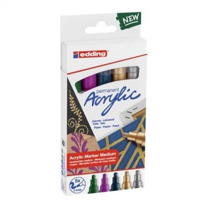Edding E-5100 Akrilik Markör Orta Uçlu Festive 5Li Set