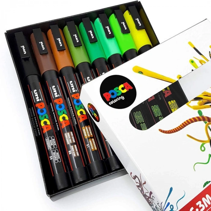 Uni Posca PC-3M 0.9-1.3 Su Bazlı Boyama Markörü Seti Toprak Renkleri 8 RENK