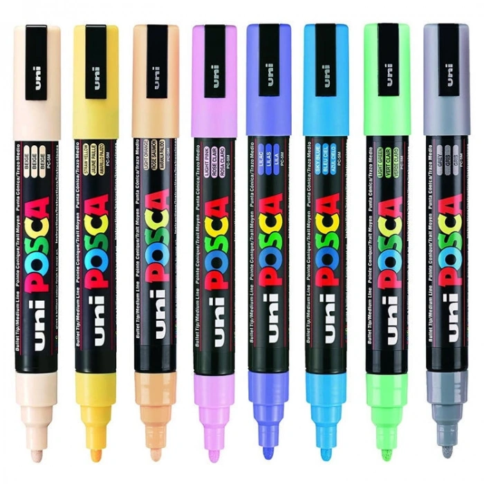 Uni Posca PC-5M 1.8-2.5 Su Bazlı Boyama Markörü Seti Çiçek Renkleri 8 RENK