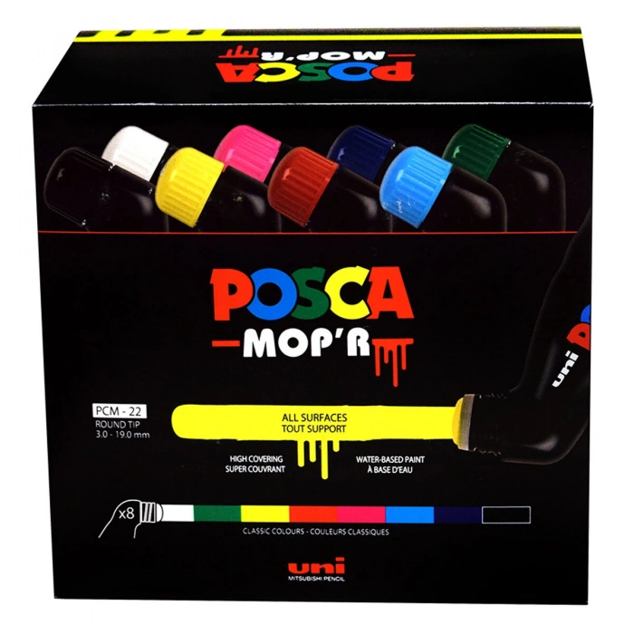 Uni Posca Mopr PCM-22 Boyama Markörü Seti 3-19 mm. 8 Renk