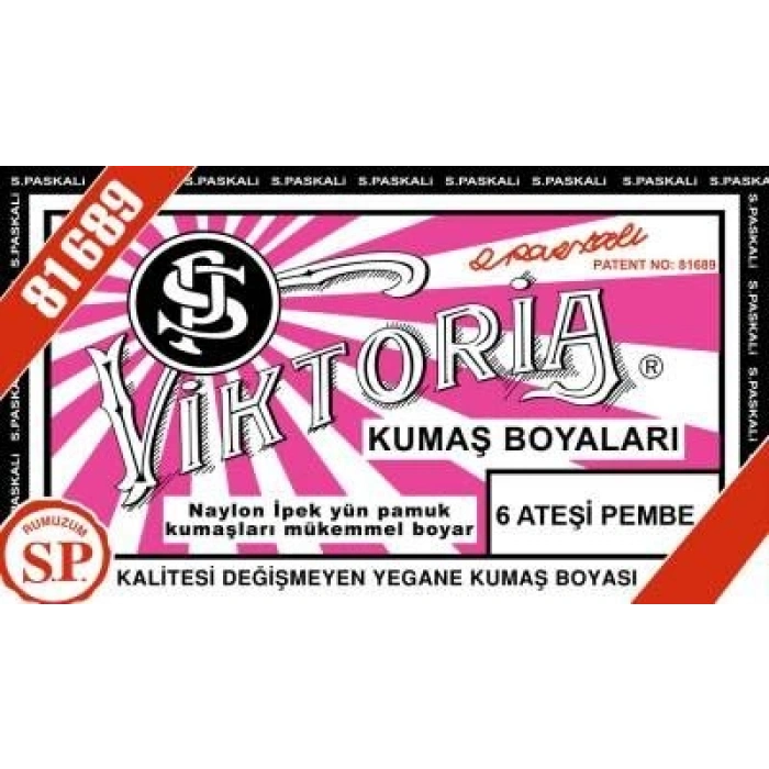 Viktoria Toz Kumaş Boyası 6 ATEŞİ PEMBE