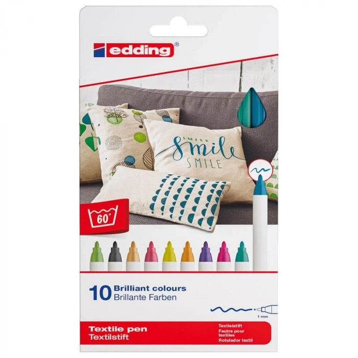 Edding 4600 Kumaş Tekstil Boyama Kalemi Seti 10 Renk FUN