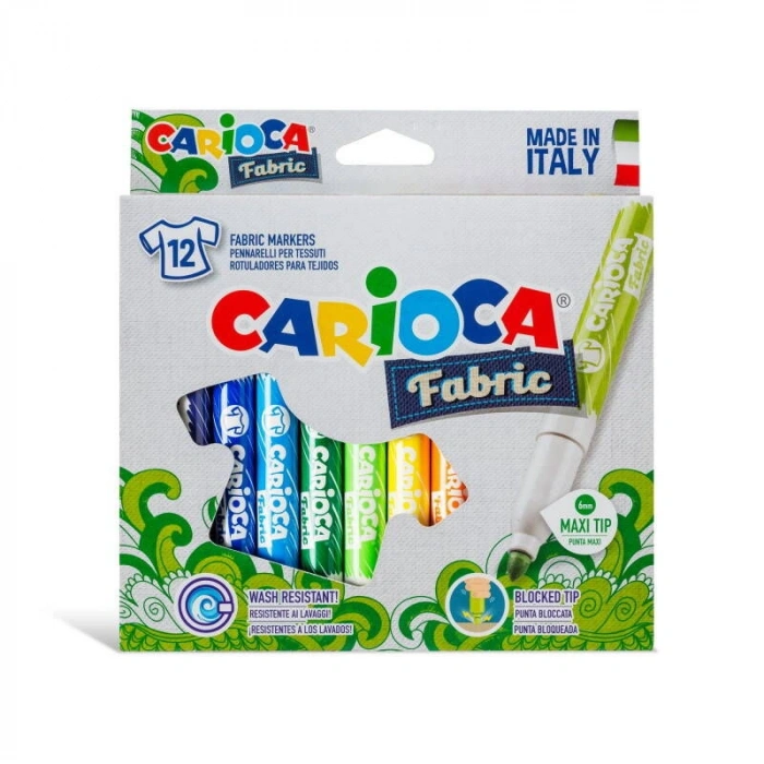 Carioca Fabric Keçeli Kumaş Tekstil Boyama Kalemi 12 Renk