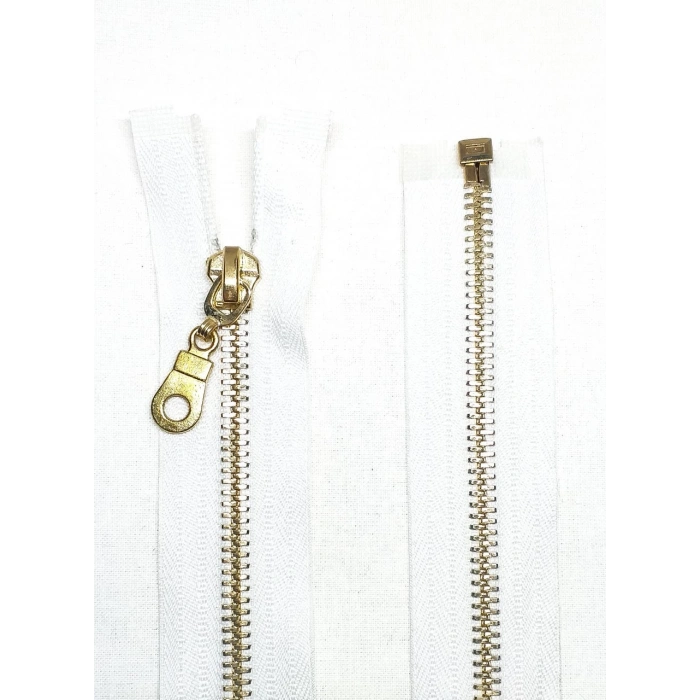 80cm Beyaz Metal Gold Dişli Fermuar