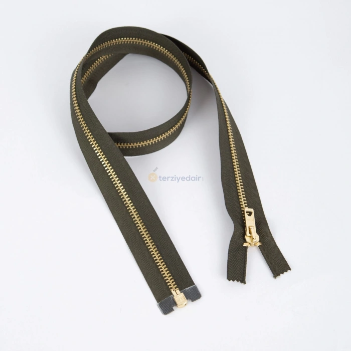 80cm Haki Metal Gold Dişli Fermuar