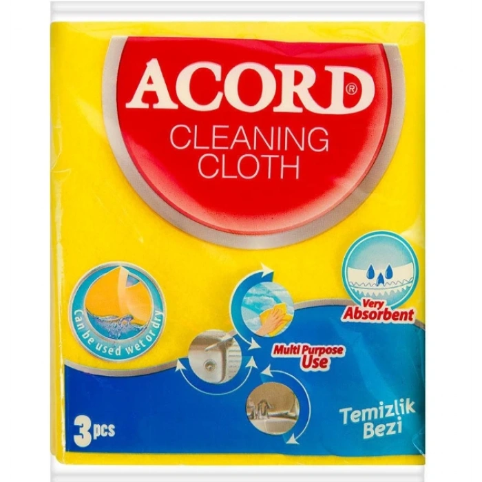 Acord 3lü Temizlik Bezi 35x38 cm (1 Paket)