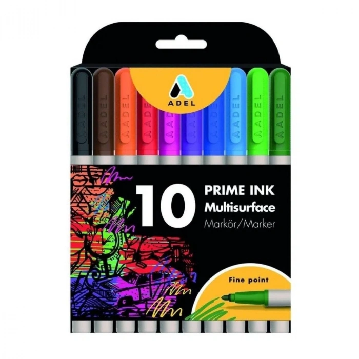 Adel Prime Ink Multisurface Marker 10lu Klasik