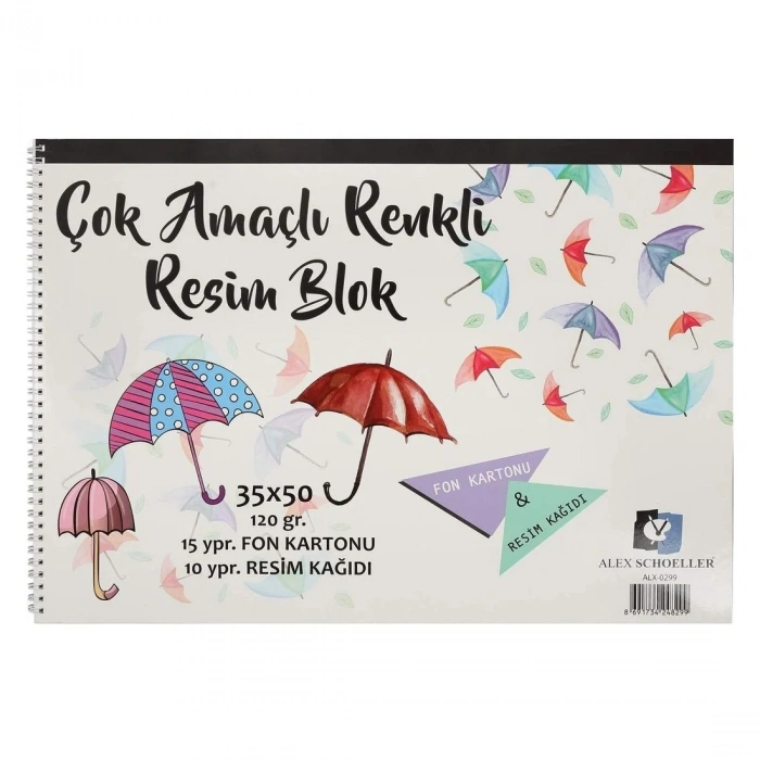 Alex Schoeller Çok Amaçlı Resim Defteri 120gr 35x50cm 25 Yaprak ALX 0299