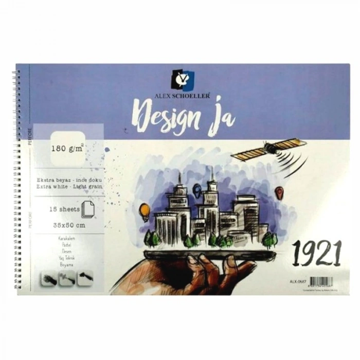 Alex Schoeller Design Ja Eskiz Defteri 180gr 35x50cm 15 Yaprak ALX 0687