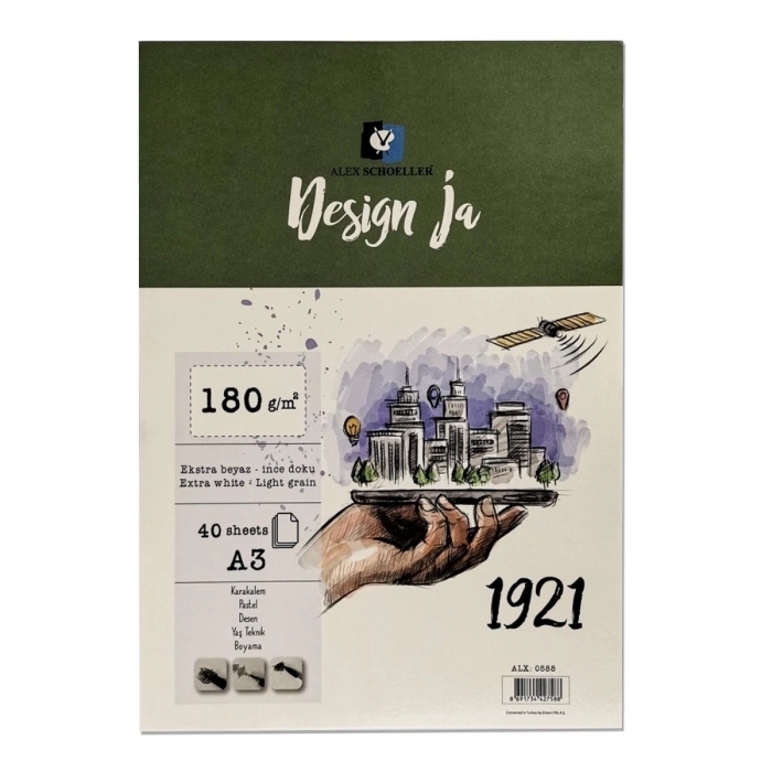 Alex Schoeller Design Ja Eskiz Defteri 180gr A3 40yp ALX-0464