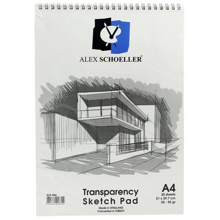 Alex Schoeller Eskiz Blok Transparan Spiralli 50/55gr A4 30 Yaprak ALX 864