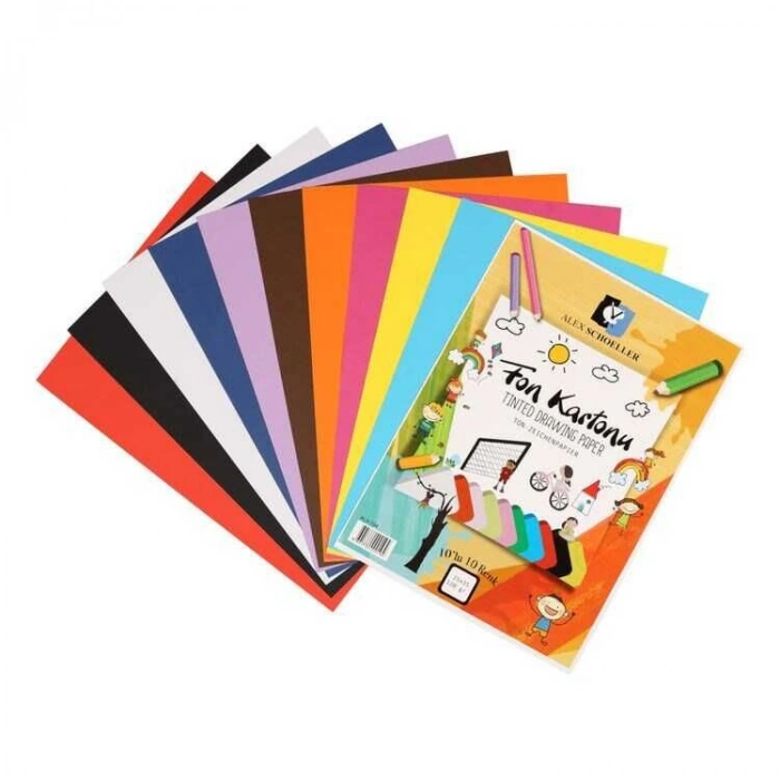 Alex Schoeller Fon Kartonu 120 gr. 25x35 cm. 10 Renk Karışık Poşetli
