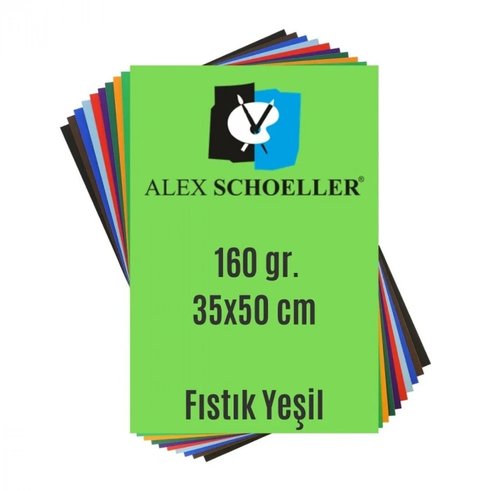 Alex Schoeller Fon Kartonu 160gr 35x50cm 04 Fıstık Yeşil