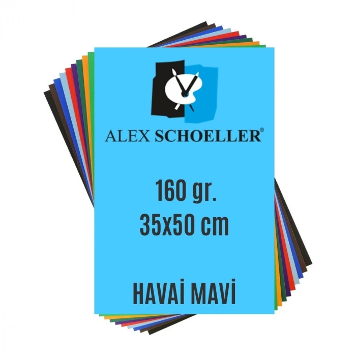 Alex Schoeller Fon Kartonu 160gr 35x50cm 08 Havai Mavi