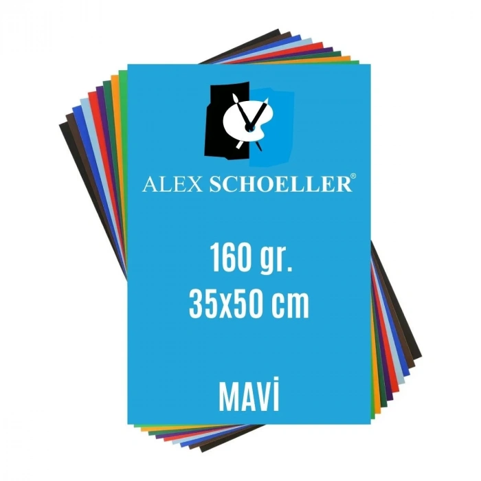 Alex Schoeller Fon Kartonu 160gr 35x50cm 55 Mavi