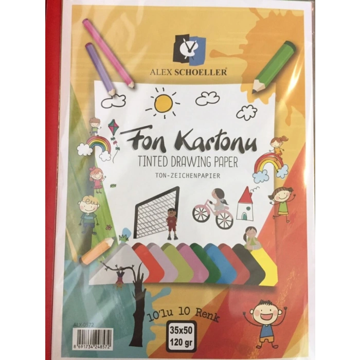 Alex Schoeller Fon Kartonu 35x50 Cm.120 Gr.10 Renk Karışık Poşet (ALX-0572)