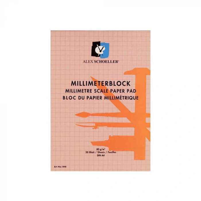 Alex Schoeller Millimetrik Blok A4 20 Yaprak 80 gr Kırmızı