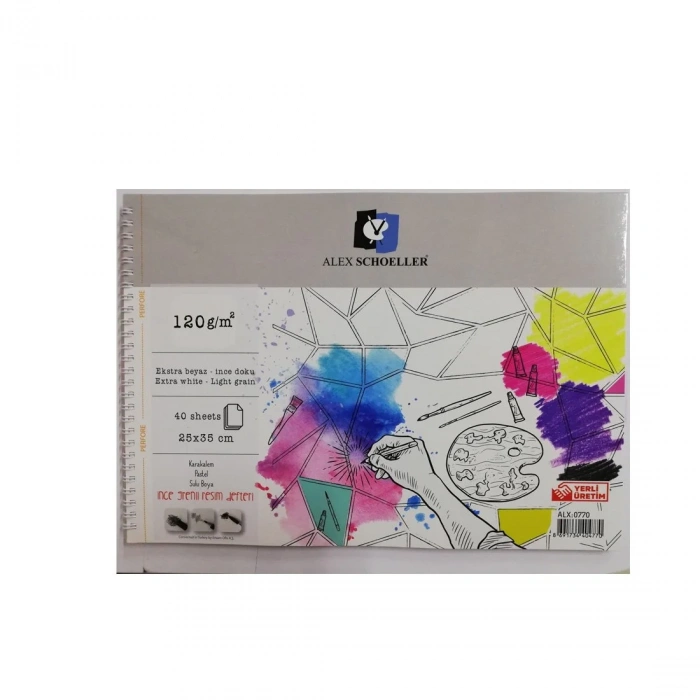 Alex Schoeller Resim Defteri Spiralli 120gr 25x35cm 40 Yaprak ALX 0770