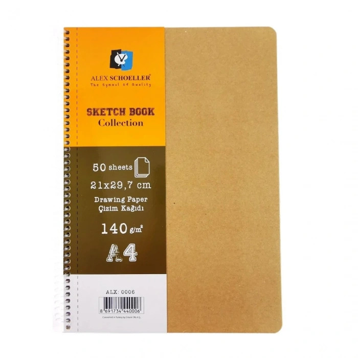 Alex Schoeller Sketch Book Drawing Paper Eskiz Defteri 140gr A4 50yp Spiralli