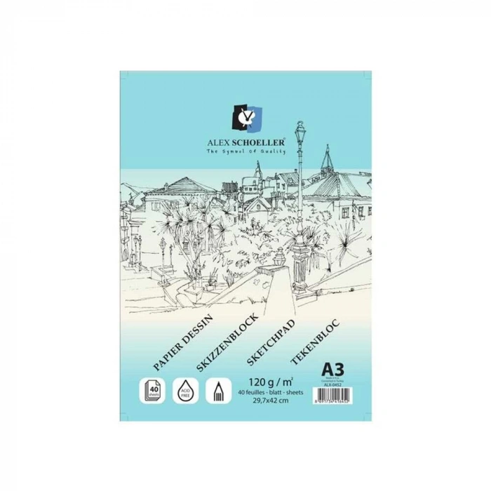 Alex Schoeller Spiralli Eskiz Defteri A3 Blok 120 gr 40lı