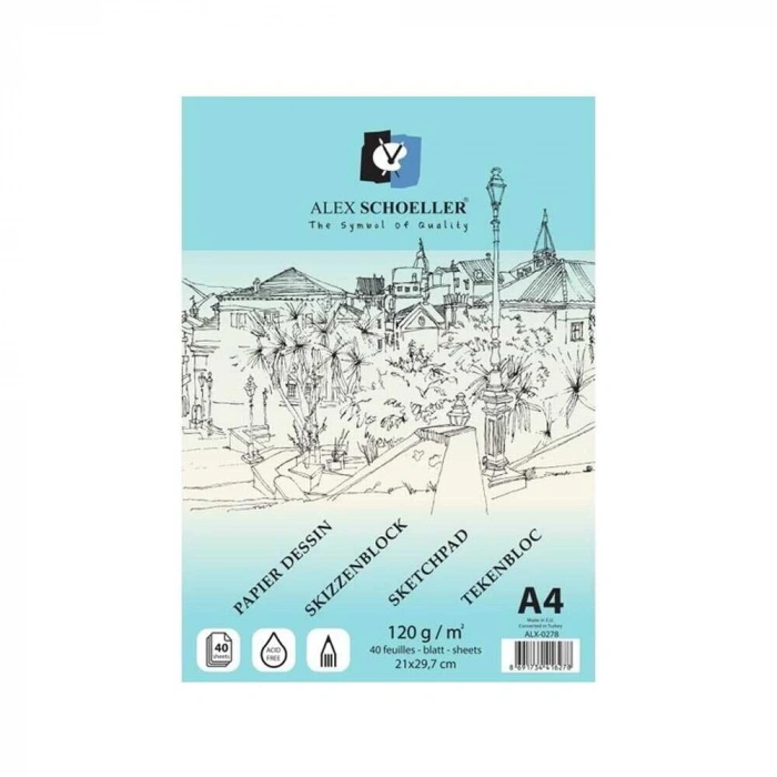 Alex Schoeller Spiralli Eskiz Defteri A4 120 gr 40lı
