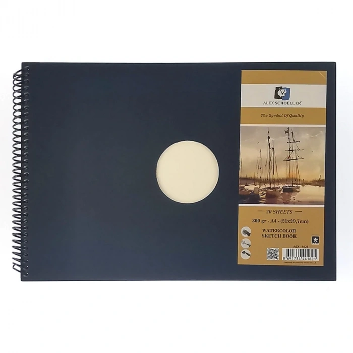 Alex Schoeller Sulu Boya Defteri 300gr A4 20yp Spiralli Sert Kapak